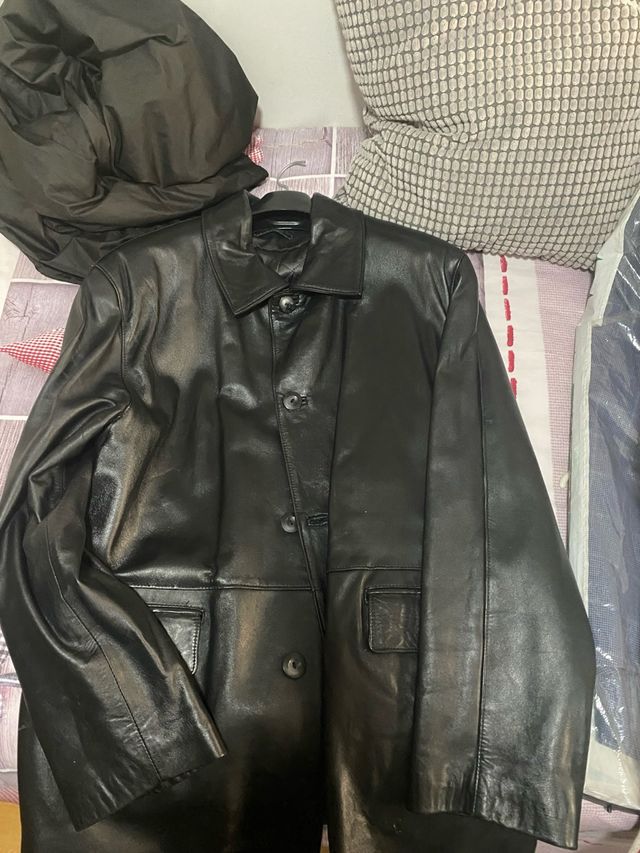 Chaqueta de cuero ovino negra