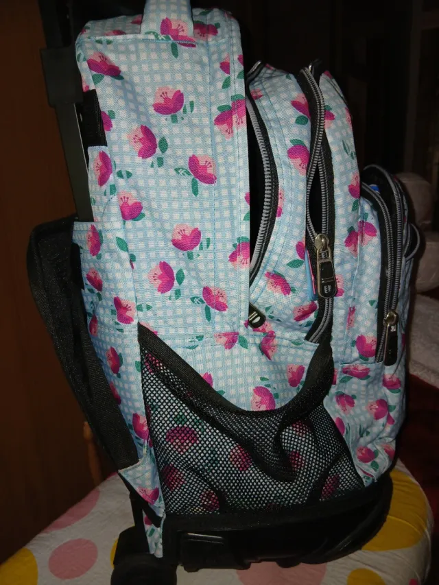 Mochila de Ruedas Flores Azul