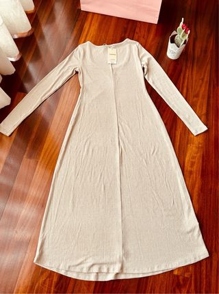 Vestido midi canalé Mango