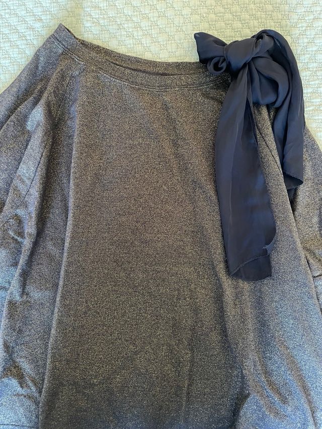 Camiseta fiesta seda azul y oro