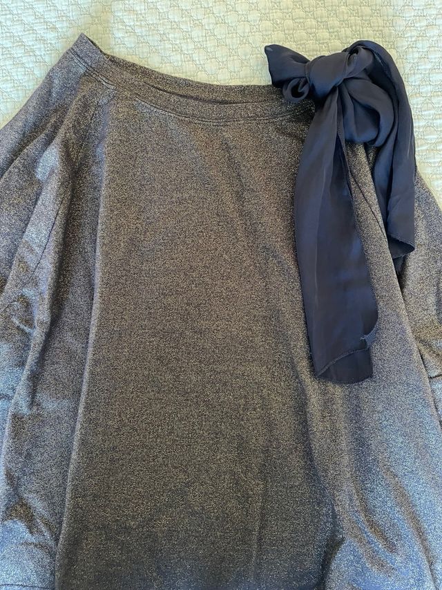 Camiseta fiesta seda azul y oro