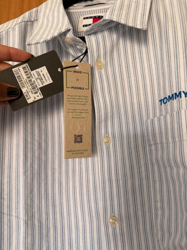 Camisa Tommy Hilfiger Rayas Azul y Blanca