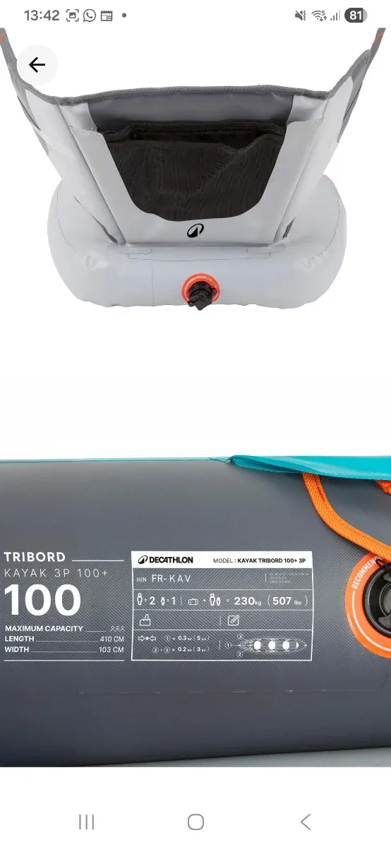 Kayak hinchable Tribord 3P