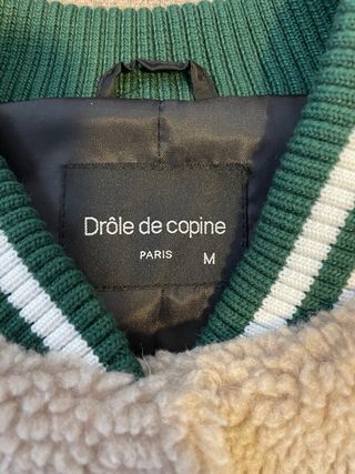 Chaqueta Bomber Borrego Beige y Verde Talla M