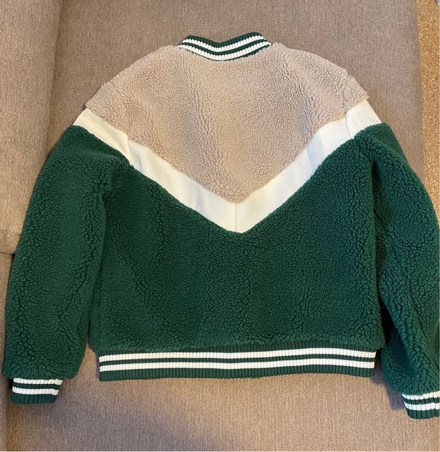 Chaqueta Bomber Borrego Beige y Verde Talla M