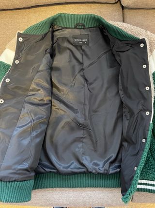 Chaqueta Bomber Borrego Beige y Verde Talla M