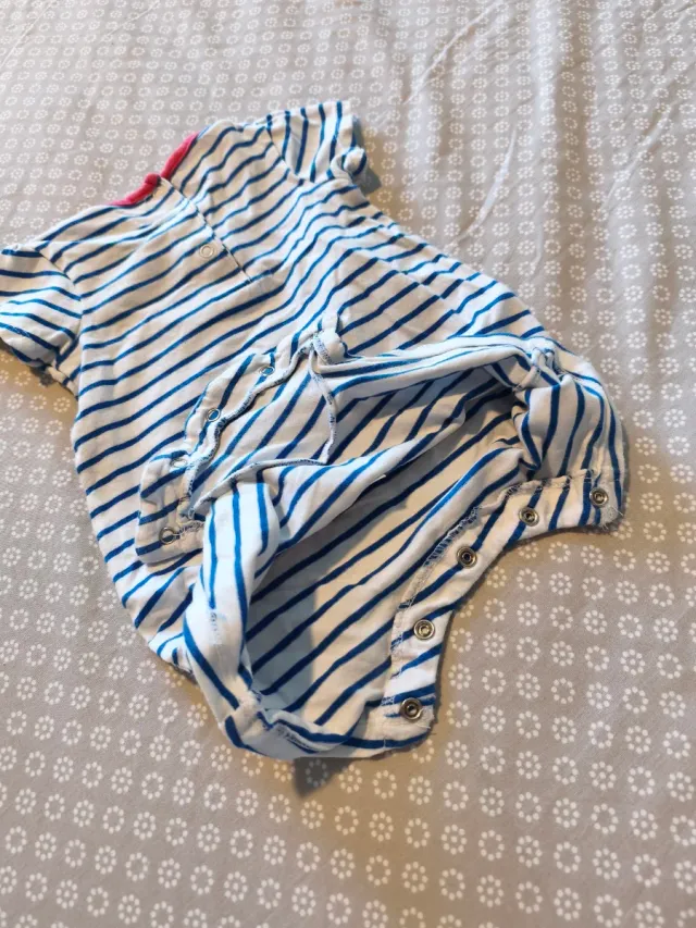 Conjunto bebé rayas azul y blanco