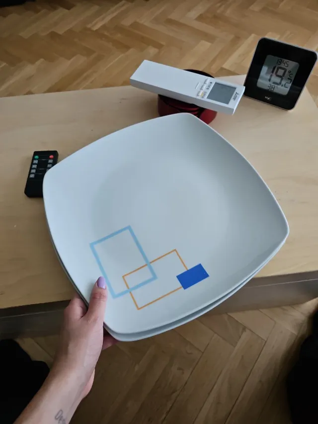 2 Platos Cuadrados Grandes Diseño Geométrico