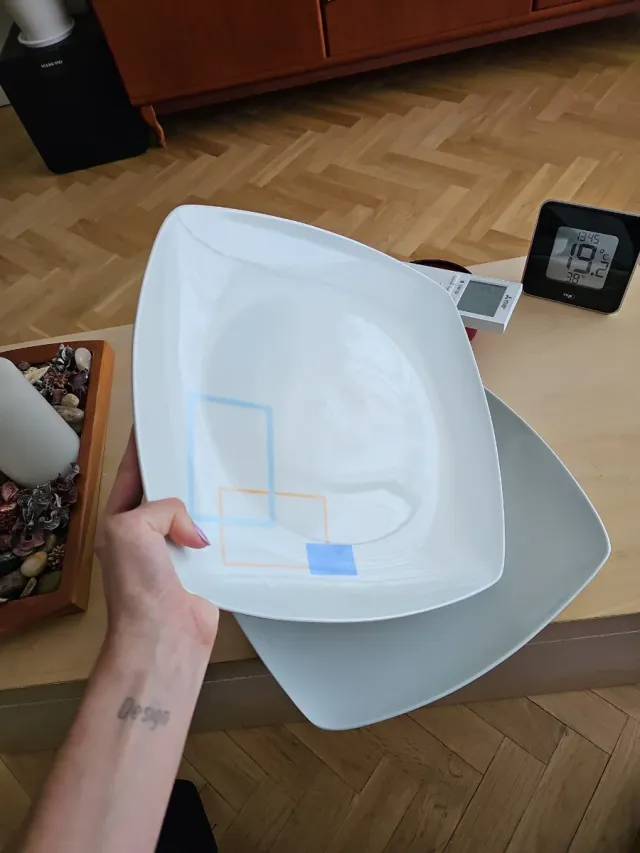 2 Platos Cuadrados Grandes Diseño Geométrico