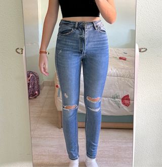 Pantalones Vaqueros Azules Rotos