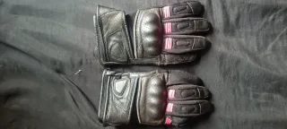 Guantes Moto Mujer talla L Negro y Rosa en cuero