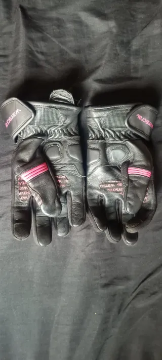 Guantes Moto Mujer talla L Negro y Rosa en cuero