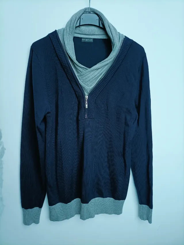 Maglia New Mentality blu e grigia