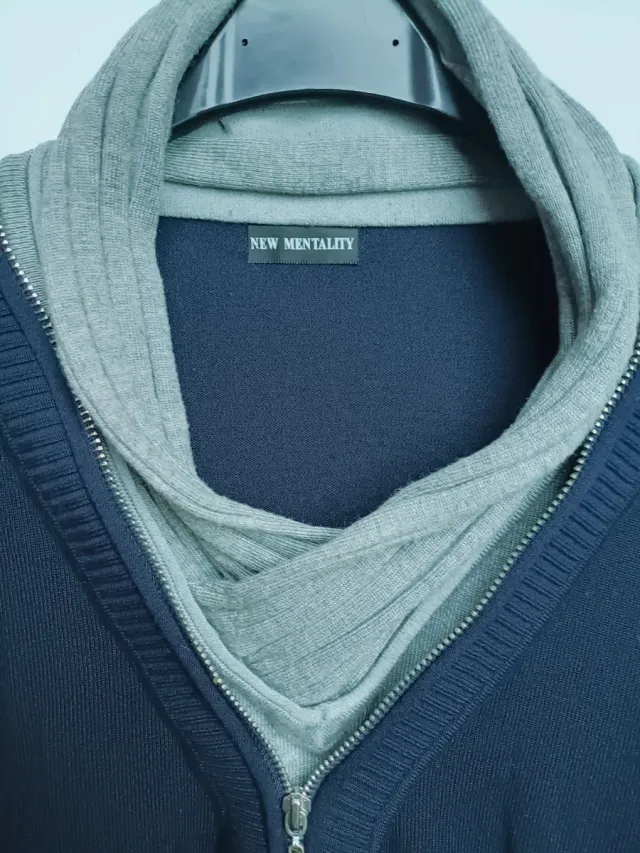 Maglia New Mentality blu e grigia