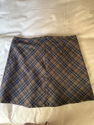 Falda Brownie cuadros azul y marrón