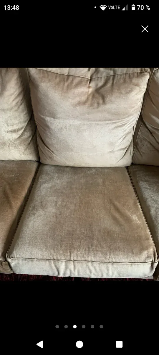 Sofá de terciopelo beige 3 plazas