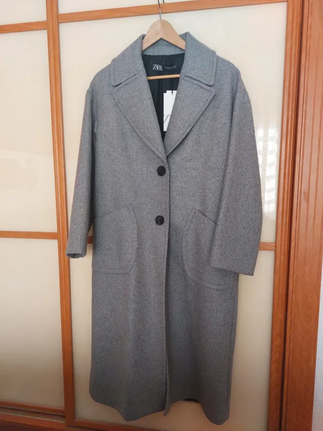 Abrigo largo gris Zara oversize ( talla como una M