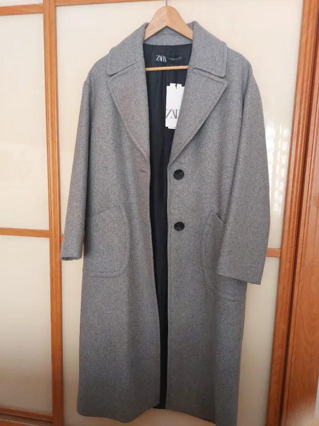 Abrigo largo gris Zara oversize ( talla como una M
