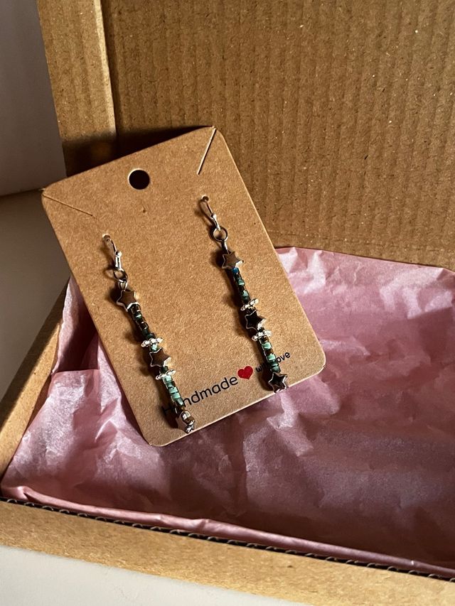 Pendientes artesanales estrellas turquesa