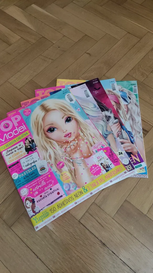5 revistas de top model, pintura 3D y cinta