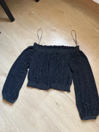 Top fiesta plateado brillo M/L