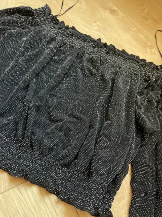 Top fiesta plateado brillo M/L