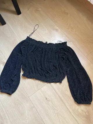 Top fiesta plateado brillo M/L