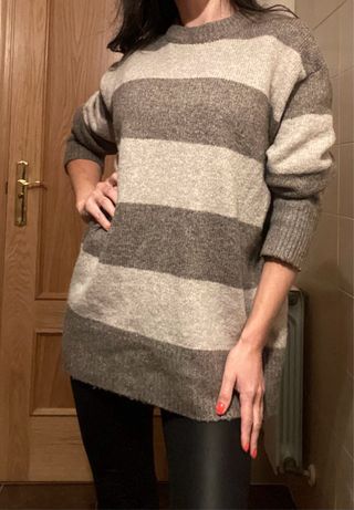 Jersey Lefties rayas gris y beige Talla M