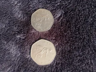 2 Monedas 50p Isabel II (1980, 1997)