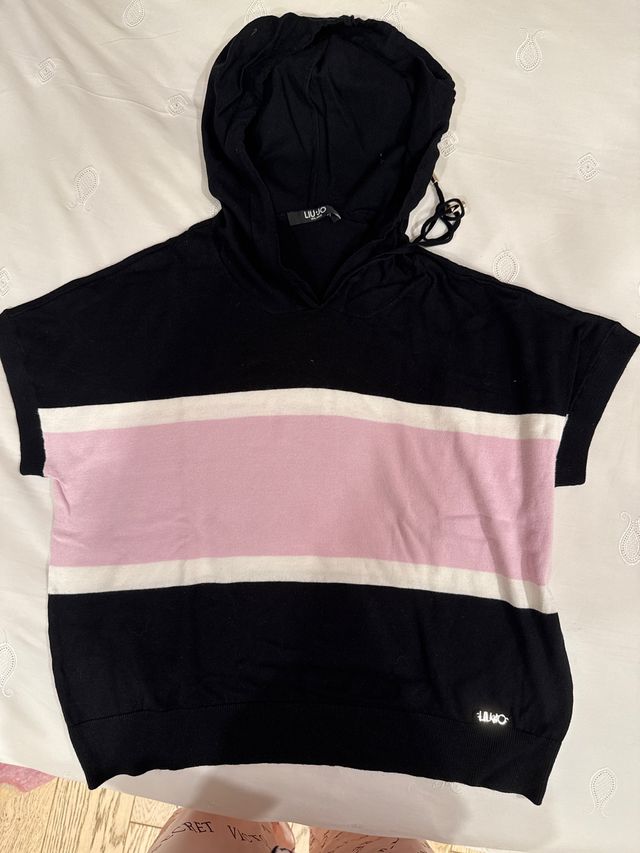 Chaleco Liu Jo Negro y Rosa con Capucha
