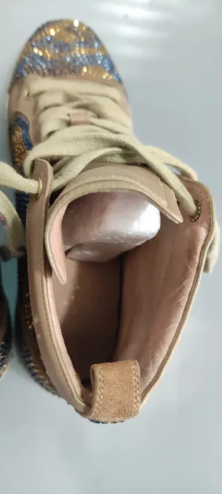 Botas Mujer Beige con Brillantes