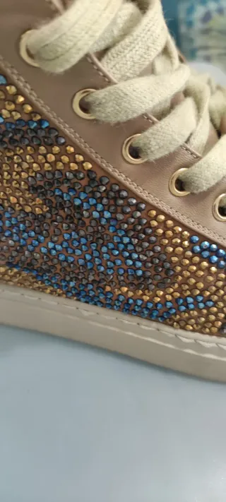 Botas Mujer Beige con Brillantes