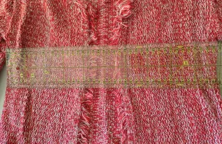 Chaqueta tejida roja con flecos