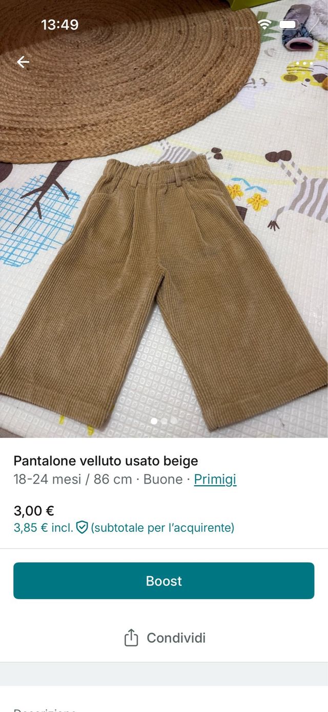 Pantaloni velluto beige Primigi 18-24 mesi