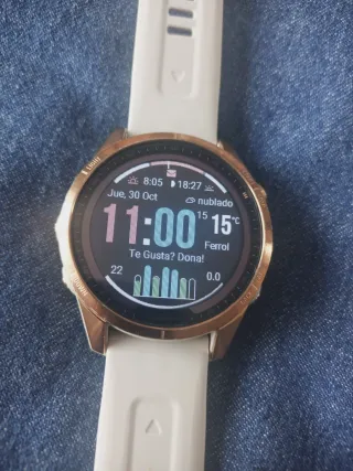 Garmin fenix 7s zafiro Solar Oro + correa metal