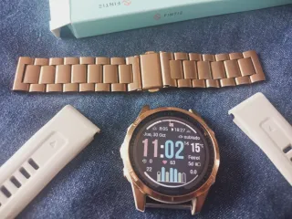 Garmin fenix 7s zafiro Solar Oro + correa metal