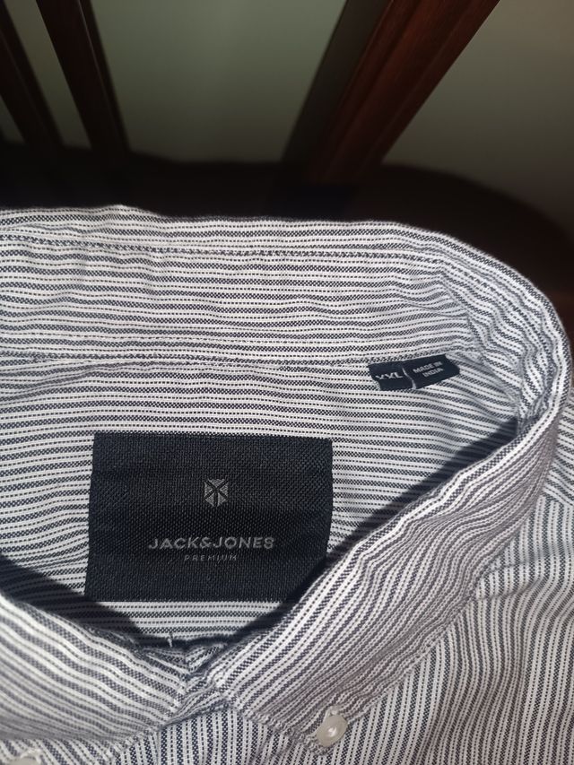 Camicia Jack & Jones a righe grigio/bianco taglia XXL