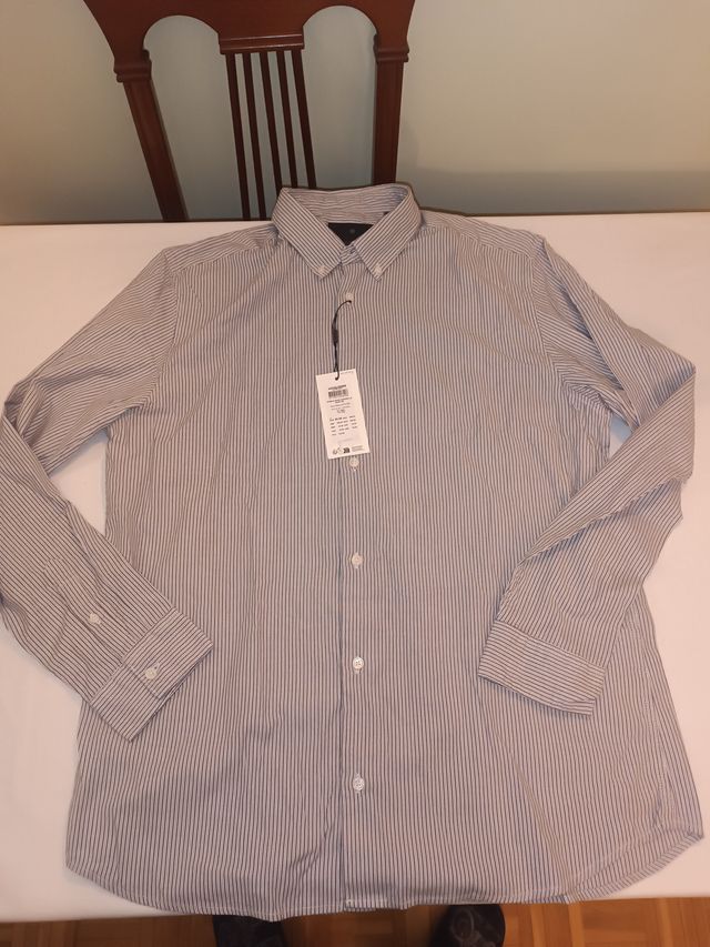 Camicia Jack & Jones a righe grigio/bianco taglia XXL