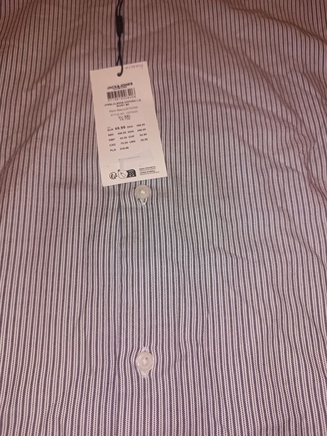 Camicia Jack & Jones a righe grigio/bianco taglia XXL