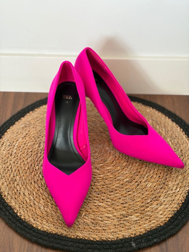 Zapatos tacón Zara fucsia T39