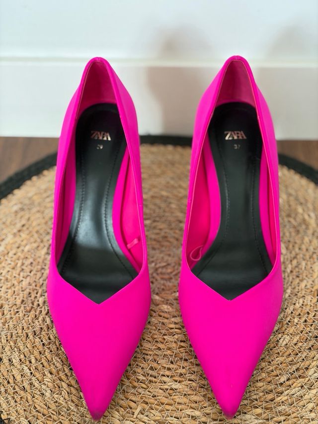 Zapatos tacón Zara fucsia T39
