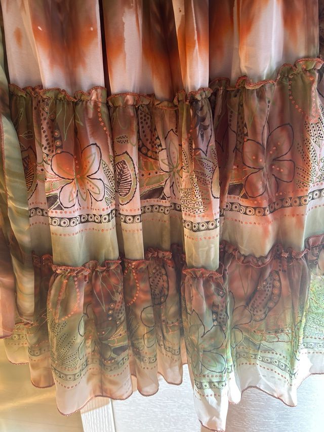 Falda larga estampada con cinto talla única