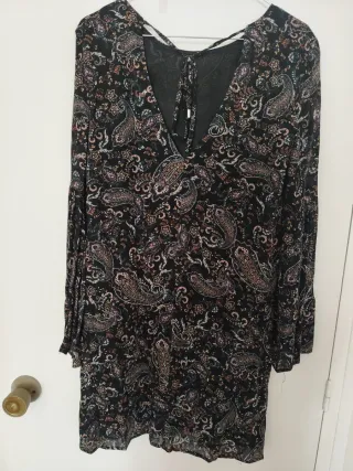 Vestido estampado paisley manga larga