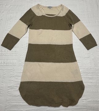 Jersey largo de rayas beige y verde