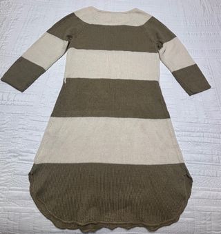 Jersey largo de rayas beige y verde