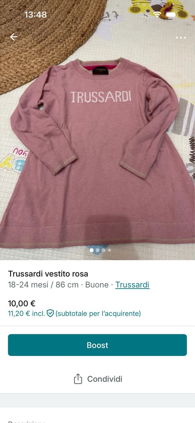 Vestito Trussardi rosa 18-24 mesi