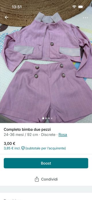 Completo 2 pezzi bimba rosa 24-36 mesi