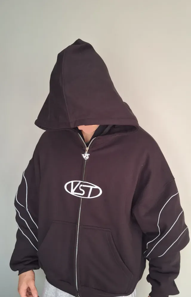 Vesta Trackesta Hoodie Negro Blanco