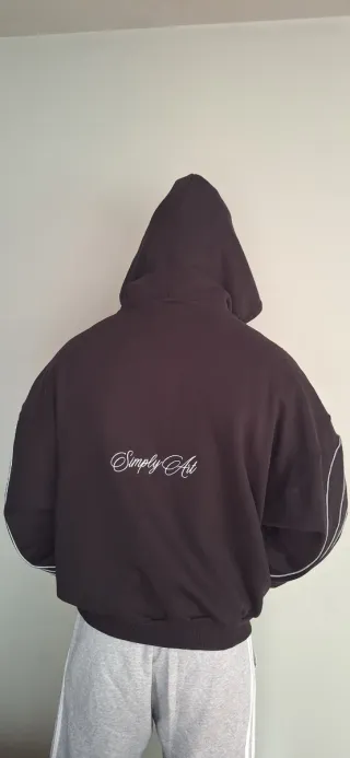 Vesta Trackesta Hoodie Negro Blanco