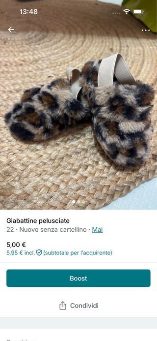 Giabattine pelusciate leopardate numero 22